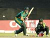 South Africa's Miller plays a shot bowled by Pakistan's Riaz during their final ODI cricket match in Benoni