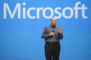 FILE- In this Monday, June 18, 2012, file photo, Microsoft CEO Steve Ballmer unveils its