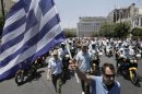 Municipal workers protest outside parliament during a rally in Athens