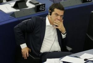 Greek Prime Minister Alexis Tsipras attends a debate …