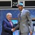 NBA Commissioner David Stern, left, poses with the No. 1 overall draft pick Anthony Davis, of Kentucky, who was selected by the New Orleans Hornets in the NBA basketball draft, Thursday, June, 28, 2012, in Newark, N.J. (AP Photo/Mel Evans)