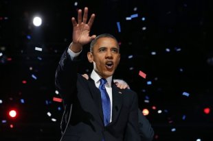 President Barack Obama delivers his victory speech in Chicago on Nov. 6, 2012. (Chip Somodevilla/Getty)