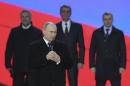 Russian President Putin attends a festive concert marking the first anniversary of the Crimean treaty signing in Moscow