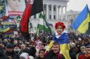 Pro-European integration protesters take part in a rally at Independence Square in Kiev