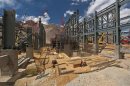 Construction progresses at Barrick Gold's gold processing plant at the Pacua-Lama mine in Argentina