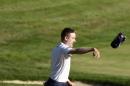 Russell Knox, from Scotland, celebrates after his winning putt on the 18th hole during the final round of the Travelers Championship golf tournament in Cromwell, Conn., Sunday, Aug. 7, 2016. (AP Photo/Fred Beckham)