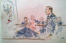 A courtroom sketch shows prosecutor Lieutenant Colonel Jay Morse speaking during sentencing of Army Staff Sergeant Robert Bales near Tacoma
