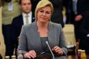 Croatian President Kolinda Grabar-Kitarovic, pictured on October 9, 2015, said that "by Wednesday evening either we will have a PM-designate or I will name a temporary government and call early parliamentary elections"