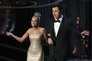 Kristin Chenoweth and Oscars host Seth MacFarlane perform the closing number at the 85th Academy Awards in Hollywood
