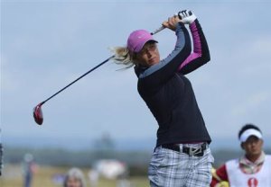 Norway's Pettersen tees off at the 17th hole during the Women's British Open golf championship at St Andrews in Scotland