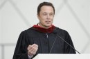 Elon Musk, co-founder of SpaceX and Tesla Motors, speaks at the California Institute of Technology commencement ceremony in Pasadena