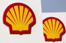 Logos for Shell are seen on a garage forecourt in central London