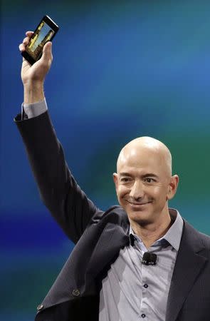 Amazon CEO Jeff Bezos shows off his company&#39;s new&nbsp;&hellip;