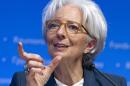 International Monetary Fund (IMF) Managing Director Christine Lagarde, speaks during a news conference after the IMFC meeting at the World Bank-International Monetary Fund annual meetings in Washington, Saturday, April 18, 2015. ( AP Photo/Jose Luis Magana)