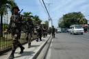 Philippine soldiers patrol the streets in Zamboanga, on southern island of Mindanao