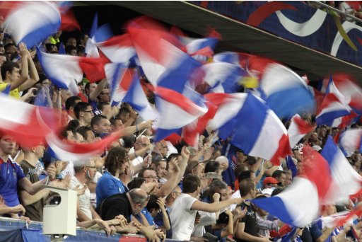 France's fans cheer their team during their friendly soccer match against Iceland leading up to Euro 2012, at Hainaut stadium in Valenciennes