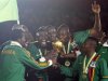 Zambia's national soccer team celebrate after winning the 2012 African Cup of Nations tournament final against Ivory Coast at the Stade De L'Amitie Stadium in Libreville