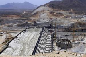 A general view of Ethiopia&#39;s Grand Renaissance Dam, as it undergoes construction, is seen during a media tour along the river Nile in Benishangul Gumuz Region, Guba Woreda, in Ethiopia