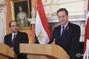 Britain's Prime Minister David Cameron speaks during a news conference with Egypt's President Abdel Fattah al-Sisi at Number 10 Downing Street in London