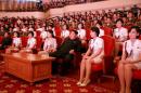North Korean leader Kim Jong Un and wife Ri Sol Ju enjoy an art performance given by the Chongbong Band to mark the 70th anniversary of the founding of the Workers' Party of Korea (WPK) in this undated KCNA photo