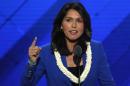 Representative Gabbard delivers a nomination speech for Sanders on the second day at the Democratic National Convention in Philadelphia