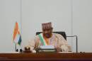 Hama Amadou, head of Nigers' parliament, delivers a speech at the Parliament House in Niamey, November 6, 2013