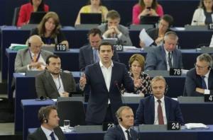 Greek Prime Minister Alexis Tsipras addresses the European …