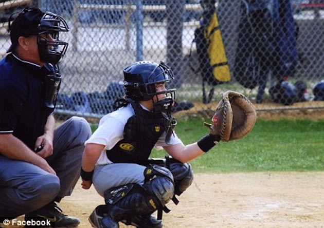 13-year-old catcher Matthew Migliaccio, who is being sued for a bullpen overthrow — Facebook