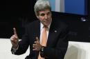 U.S. Secretary of State Kerry gestures at the Washington Ideas Forum presented by the Aspen Institute and the Atlantic in Washington