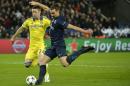 Paris Saint-Germain's Swedish midfielder Zlatan Ibrahimovic (R) challenges Chelsea's English defender Gary Cahill during their UEFA Champions League round of 16 football match in Paris on February 17, 2015