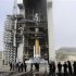 VIP's on a tour look at the ULA Boeing Delta 4 rocket at Vandenberg Air Force Base
