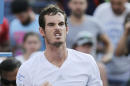 Andy Murray, of the United Kingdom, reacts after defeating Jo-Wilfried Tsonga, of France, during the fourth round of the 2014 U.S. Open tennis tournament, Monday, Sept. 1, 2014, in New York. (AP Photo/Charles Krupa)