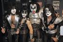 FILE - In this May 8, 2008 file photo, members of Kiss, from left, Paul Stanley, Eric Singer, Gene Simmons and Tommy Thayer, poses for a photograph during a news conference to promote the start of their KISS Alive/35 European Tour in Oberhausen, Germany. Paul Stanley of KISS wants to shout it out loud: The band is miffed at the Rock and Roll Hall of Fame for not inducting members Eric Singer and Tommy Thayer along with the original lineup. KISS is scheduled to be inducted into the Rock Hall of April 10 in New York City. But Stanley said in an interview Friday, March 14, 2014 with The Associated Press that he doesn't think the Rock Hall is being fair and that the organization has altered their rules for other acts. (AP Photo/Volker Wiciok)