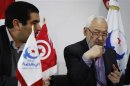 Ghannouchi, leader of the Islamist Ennahda movement, speaks during a news conference in Tunis