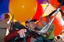 This July 5, 2008 file photo shows Kent Couch as he prepares to take off in his lawn-chair balloon from his gas station in Bend, Ore. Couch says that between the high cost of helium and a recent $4,500 fine from the Federal Aviatioin Administration, his flying days may be throughh - at least in the U.S. (AP Photo/Jeff Barnard)