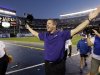 Baltimore Ravens head coach John Harbaugh celebrates after his team's 16-13 overtime win against the San Diego Chargers in an NFL football game, Sunday, Nov. 25, 2012, in San Diego. (AP Photo/Gregory Bull)