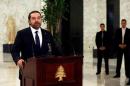 Lebanese Prime Minister-designate Saad al-Hariri speaks to journalists at the presidential palace in Baabda, near Beirut
