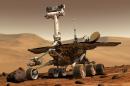 This artist rendering released by NASA shows the NASA rover Opportunity on the surface of Mars. Opportunity landed on the red planet on Jan. 24, 2004 and is still exploring. Its twin Spirit stopped communicating in 2010. (AP Photo/NASA)