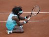 Williams of the U.S. reacts during her match against Razzano of France during the French Open tennis tournament at the Roland Garros stadium in Paris