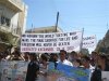 Demonstrators hold a banner during a protest against Syria's President Bashar al-Assad in Kafranbel