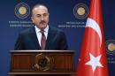 Turkish Foreign Minister Mevlut Cavusoglu addresses a joint press conference with his Iranian counterpart following their meeting at the Foreign Ministry in Ankara on August 12, 2016