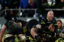 Ospreys' New Zealand scrum-half Brendon Leonard passes the ball during the European Rugby Champions Cup group stage match between Ospreys and Clermont Auvergne at the Liberty stadium in Swansea, south Wales on January 15, 2016