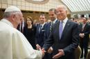 Pope Francis meets U.S. Vice President Joe Biden in Paul VI hall at the Vatican