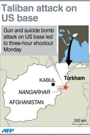A map locating Torkham in eastern Afghanistan