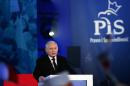 Jaroslaw Kaczynski leader of the opposition Law and Justice party speaks at a party convention in Warsaw on October 22, 2015