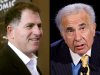 FILE - Dell founder Michael Dell, left, in a Jan. 26, 2011 file photo, and Carl Icahn, in an Oct. 7, 2007 file photo, are seen in a combination photo. Dell's largest independent shareholder has teamed with activist investor Icahn in another challenge to Michael Dell's $24.4 billion bid to take the struggling computer maker private. Southeastern Asset Management and Icahn said in a letter sent Thursday, May 9, 2013 to the Dell Inc. board that they want to let shareholders keep their stock and give them either $12 per share in cash or additional shares in a deal that keeps the company publicly traded. An investment group led by Michael Dell offered earlier this year to pay $13.65 per share in a deal that would take the company private. Southeastern and Icahn criticized that proposal in a scathing letter to Dell's board outlining their latest offer. (AP Photos/Dell-Virginia Mayo, Icahn-Mark Lennihan)