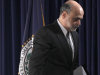 FILE - In this file photo taken Nov. 2, 2011, Federal Reserve Chairman Ben Bernanke leaves following the conclusion of his news conference on the Federal Open Market committee (FOMC) policy decision, in Washington. On Thursday, Nov. 10, 2011, the Federal Reserve chief is venturing into Texas, whose governor had sent a veiled threat three months ago: That Bernanke would be treated “ugly” there if he continued his low-interest-rate policies.(AP Photo/Pablo Martinez Monsivais, File)