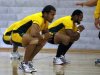 Australia Wallabies' Wycliff Palu stretches with teammates during a training session in Wellington