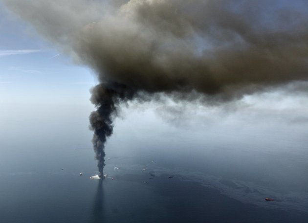 <p> FILE - In this April 21, 2010 file photo, the Deepwater Horizon oil rig burns in the Gulf of Mexico. A Halliburton employee who worked on a failed cement job linked to a 2010 deadly oil rig explosion in the Gulf is testifying in a trial to determine what caused the blowout. Jesse Gagliano began testifying Tuesday, April 2, 2013, about his work for BP's cement contractor on the Deepwater Horizon. (AP Photo/Gerald Herbert, File)
