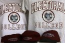 FILE - In this Oct. 28, 2008 file photo, sportswear bearing the name of a college that doesn't exist: the Electoral College, are seen in Glenburn, Maine, on Tuesday, Oct. 28, 2008. When it comes to voting for president, not all votes are created equal. Chances are yours will count less than a select few. Each state's Electoral College votes are based on the size of its congressional delegation, not its population. Because of that, a presidential vote in Wyoming mathematically counts more than three times as much as a vote in Ohio, at least in terms of choosing electors.(AP Photo/Pat Wellenbach, File)